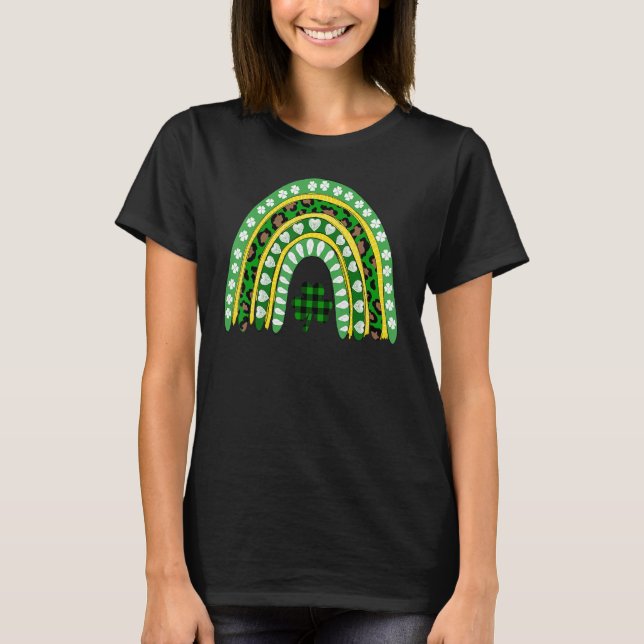 Camiseta Leopardo Rainbow Irish Shamrock St Patrick's Day L (Anverso)