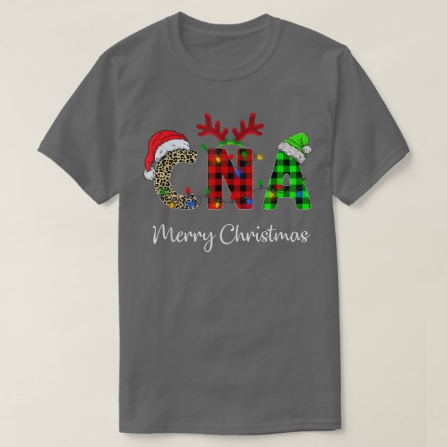 Camiseta Leopardo Red Plaid CNA Enfermería Santa Hat Reinde (Diseño del anverso)