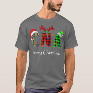 Camiseta Leopardo Red Plaid CNA Enfermería Santa Hat Reinde