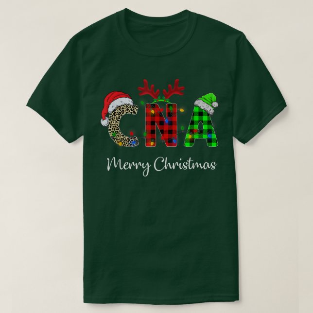 Camiseta Leopardo Red Plaid CNA Enfermería Santa Hat Reinde (Diseño del anverso)