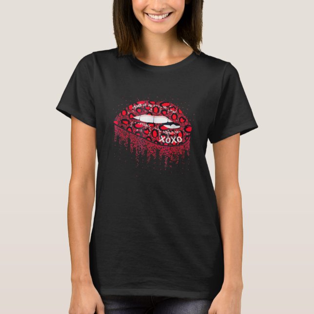 Camiseta Leopardo rosa Imprimir los labios de San Valentín  (Anverso)