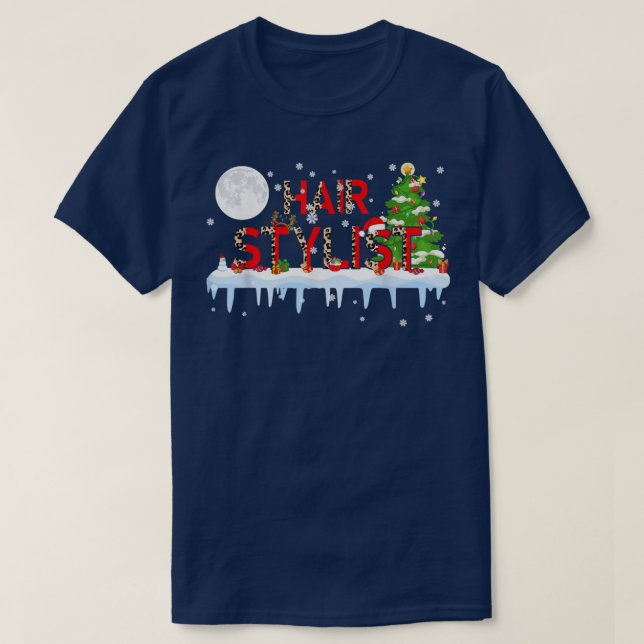 Camiseta Leopardo Santa Hat Rein de la luz del árbol de nav (Diseño del anverso)