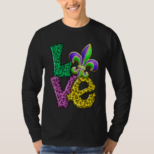 Camiseta Leopardo Tocó Amor Con Fleur D Lis Mardi Gras Wom