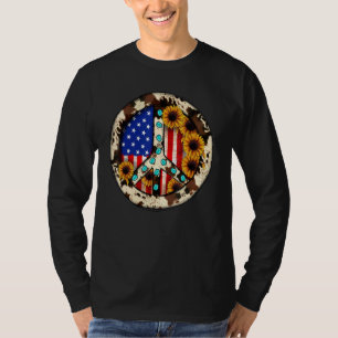 Camiseta Leopardo Turquesa Bandera Americana Signo de Paz H