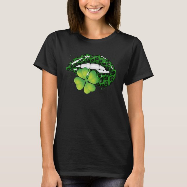 Camiseta Leopardo verde levanta Shamrock Saint Patrick's Da (Anverso)