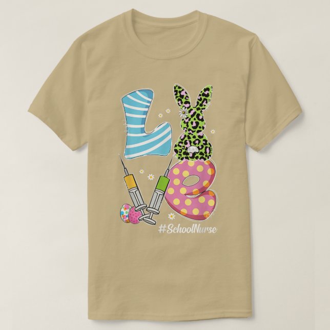 Camiseta Leoparny Bunny LOVE School Enfermera Funny Easter  (Diseño del anverso)