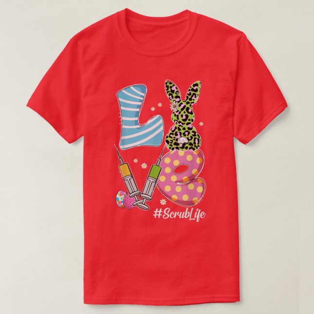 Camiseta Leoparny Bunny LOVE Scrub Life Funny Easter Day Ch (Diseño del anverso)