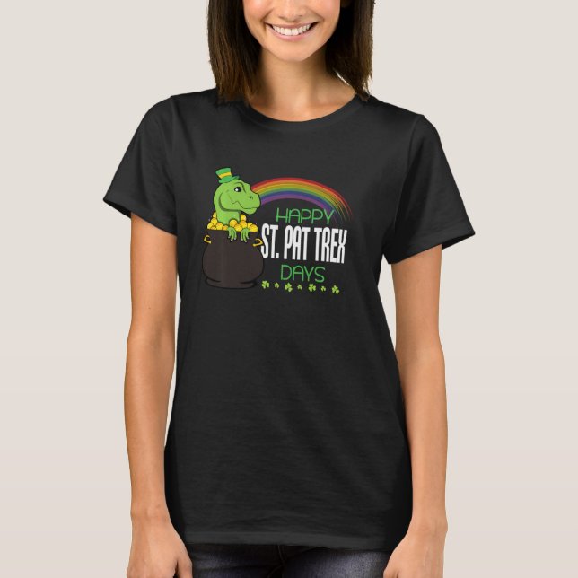 Camiseta Leprawrchaun St Patrick Day T Rex Dinosaur Leprech (Anverso)