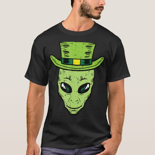 Camiseta Leprechaun Alien Head St Patricks Day Space Men Wo (Anverso)