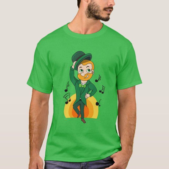 Camiseta Leprechaun bailando, personalizado de San Patricio (Anverso)