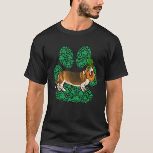 Camiseta Leprechaun Basset Hound St Patricks Day Shamrock P