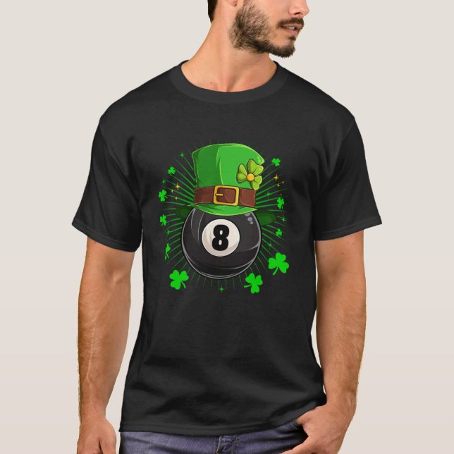 Camiseta Leprechaun Billiards Pool St Patricks Day Shamrock (Anverso)