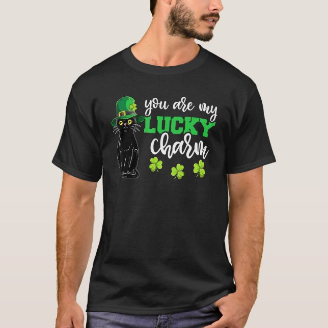 Camiseta Leprechaun Black Cat St Patricks Day Lucky Charm (Anverso)