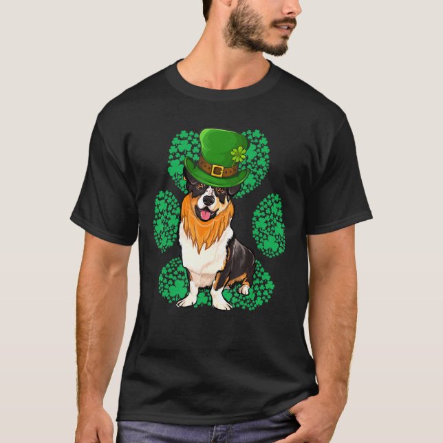 Camiseta Leprechaun Cardigan Welsh Corgi St Patricks Day Sh (Anverso)
