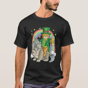 Camiseta Leprechaun Cat Riding Unicorn Cat Caticorn Happy S