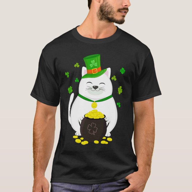 Camiseta Leprechaun Cat St Patricks Day Graphic (Anverso)