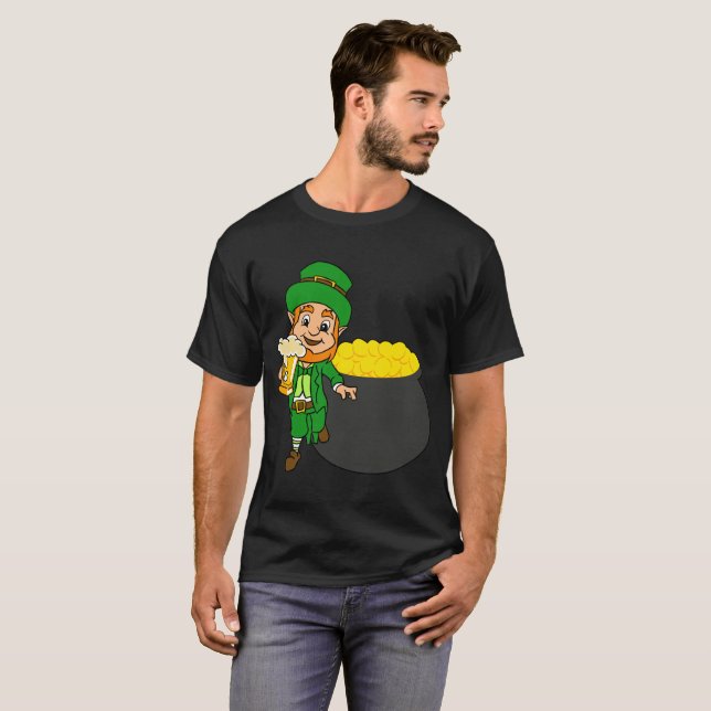 Camiseta Leprechaun Con Cerveza Y Caca De Oro (Anverso completo)