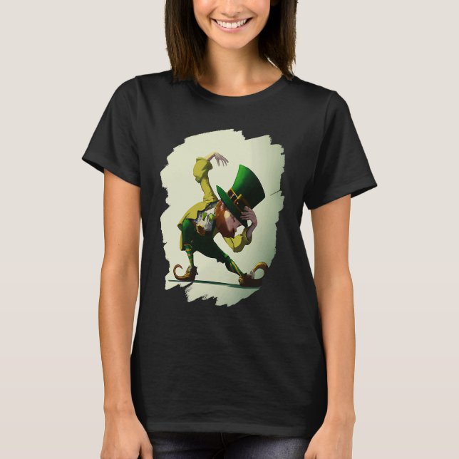 Camiseta Leprechaun Dabbing Dancing Dance St Patricks Day (Anverso)