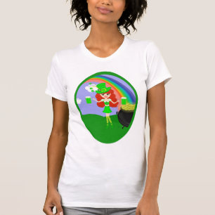 Camiseta Leprechaun del chica del Redhead del día del St