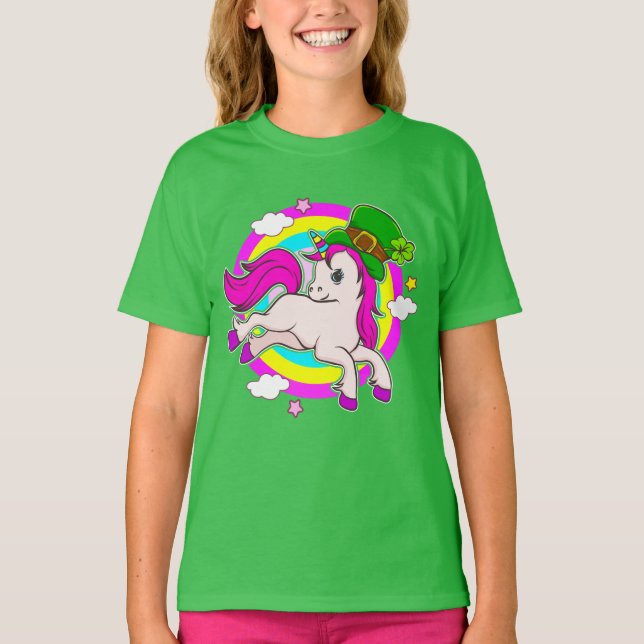 Camiseta Leprechaun del unicornio del día del St Patricks (Anverso)
