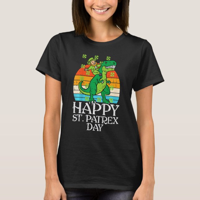 Camiseta Leprechaun Dino Happy St Patrex Patricks Day Toddl (Anverso)