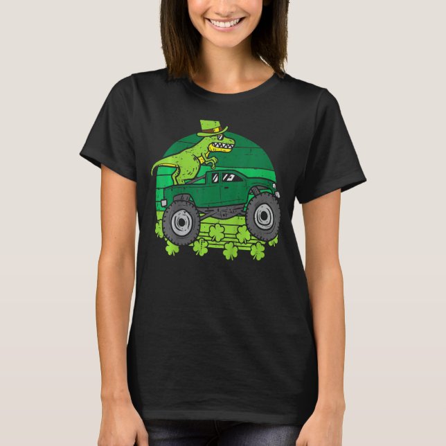 Camiseta Leprechaun Dino Monster Truck St Patricks Day Todd (Anverso)