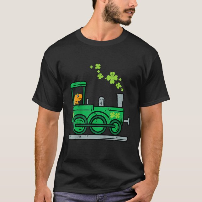 Camiseta Leprechaun Dino Train St Patricks Day Shamro irlan (Anverso)