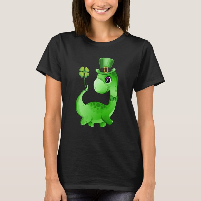 Camiseta Leprechaun Dinosaur Shamrock C Saint Patricks Day (Anverso)