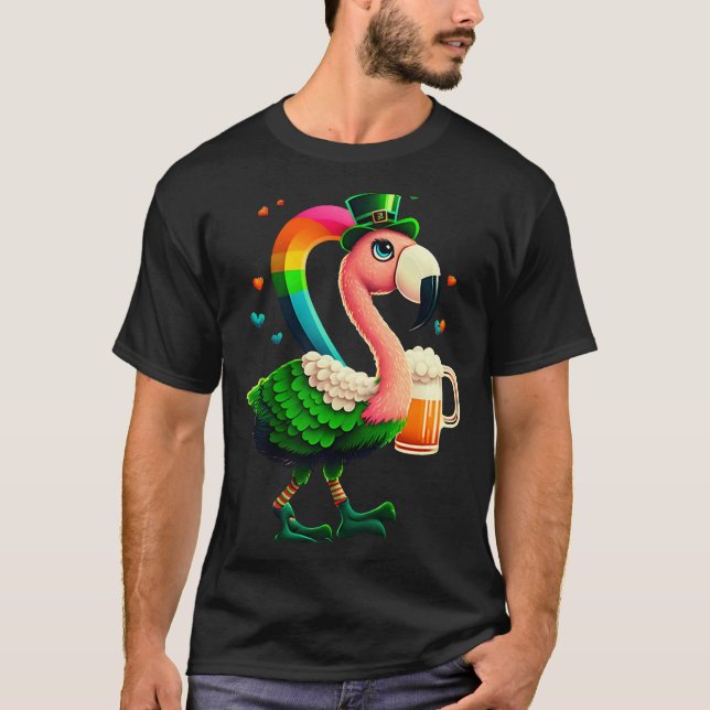 Camiseta Leprechaun Flamingo Beer Irish Flamingo St Patrick (Anverso)