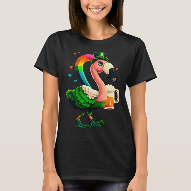 Camiseta Leprechaun Flamingo Beer Irish Flamingo St Patrick (Anverso)