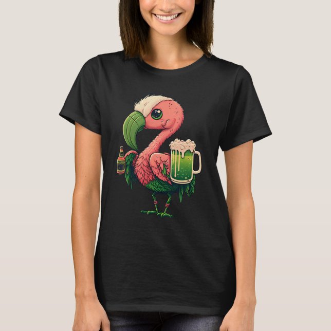 Camiseta Leprechaun Flamingo Beer Irish Flamingo St Patrick (Anverso)