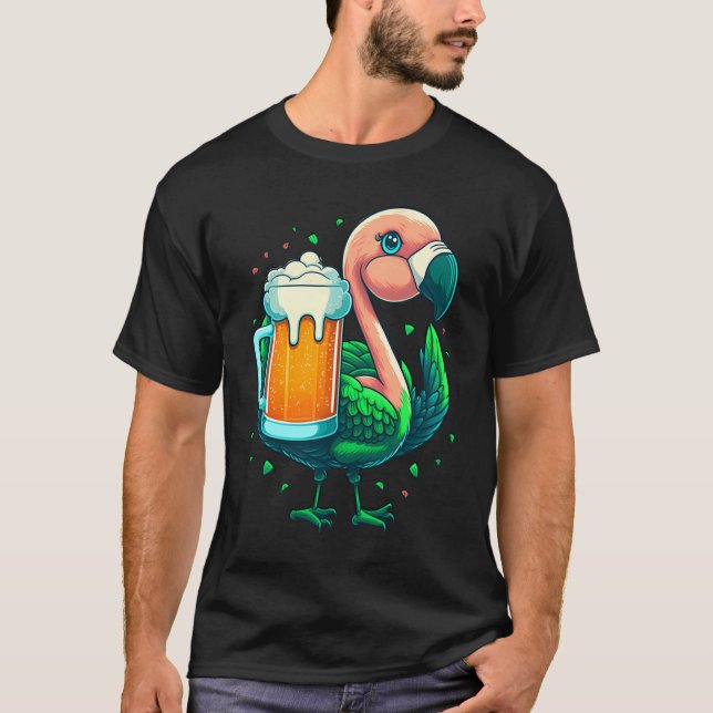 Camiseta Leprechaun Flamingo Beer Irish Flamingo St Patrick (Anverso)