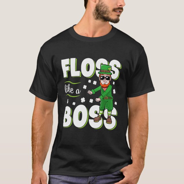 Camiseta Leprechaun Floss Like A Boss St Patricks Day Boys  (Anverso)