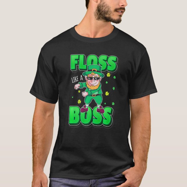 Camiseta Leprechaun Floss Like A Boss  St Patricks Day Boys (Anverso)