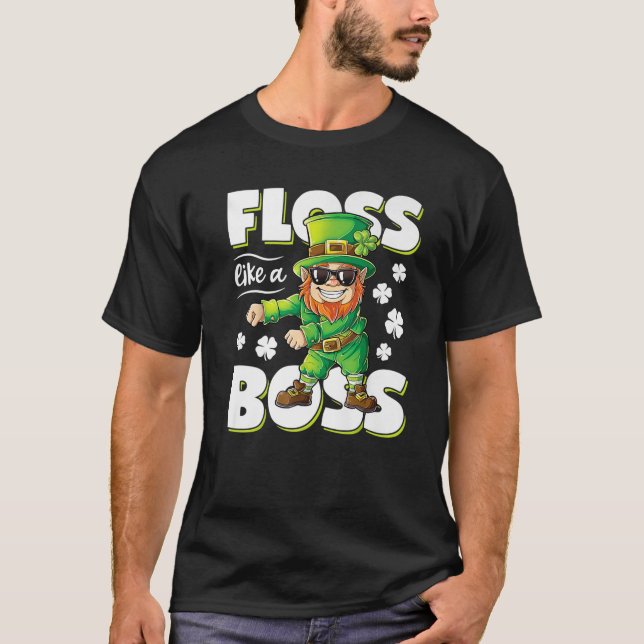 Camiseta Leprechaun-Floss-Like-A-Boss-St-Patricks-Day-Funny (Anverso)