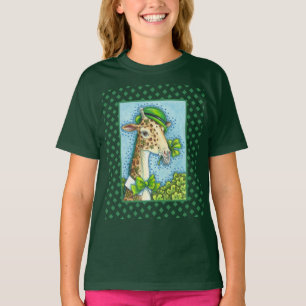 CAMISETA LEPRECHAUN GIRAFFE COLORIDA ST. CUTA DEL DÍA DE PA