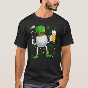 Camiseta Leprechaun Golf Ball Con Palo Y Vidrio De Beer Pa