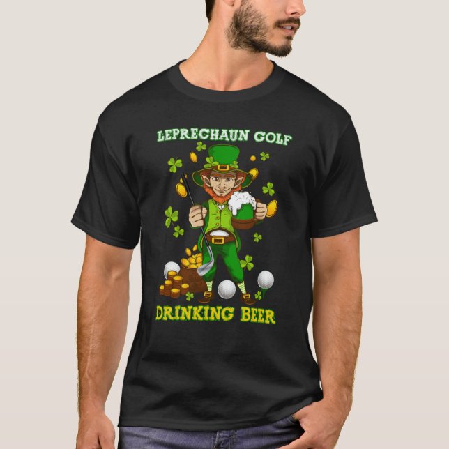 Camiseta Leprechaun Golf Drinking Beer Saint Patricks Day M (Anverso)
