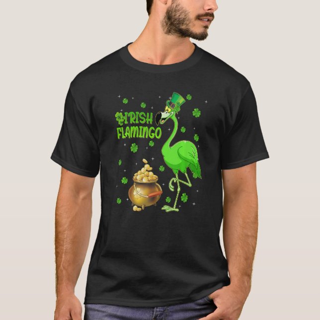 Camiseta Leprechaun Gorra Irlandés Flamingo St Patrick's Da (Anverso)