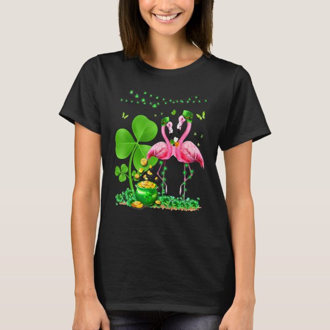 Camiseta Leprechaun Hat Flamingo Shamrock St Patricks Day B (Anverso)