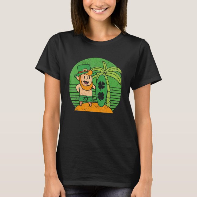 Camiseta Leprechaun Hawaiian Surfing St Patricks Day Hawaii (Anverso)