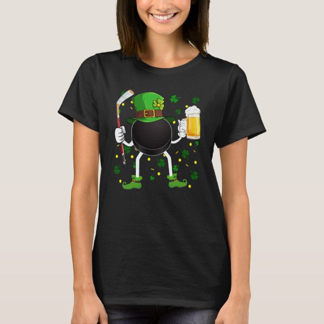 Camiseta Leprechaun Hockey Puck Stick & Glass Of Beer St Pa (Anverso)