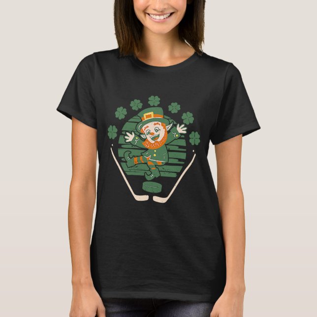 Camiseta Leprechaun Ice Field Hockey Funny St Patricks Day (Anverso)