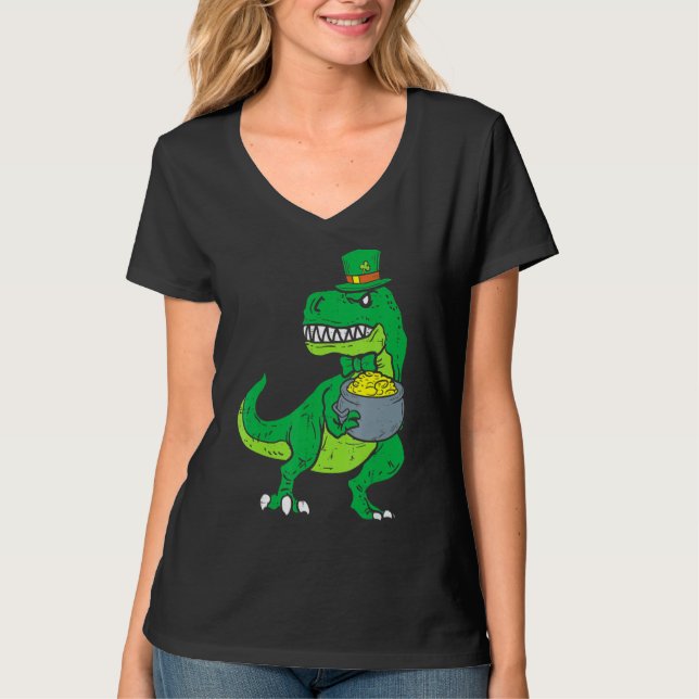 Camiseta Leprechaun Irish T Rex Dinosaur St Patrick Day Boy (Anverso)