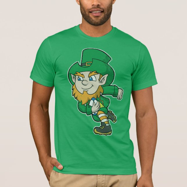 Camiseta Leprechaun irlandés retro del rugbi (Anverso)