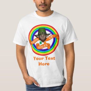 Camiseta Leprechaun irlandés verde y arco iris doble