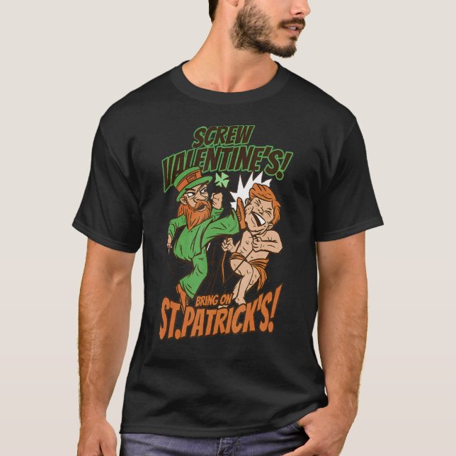 Camiseta Leprechaun Kick Cupid Screw Valentines Bring On St (Anverso)