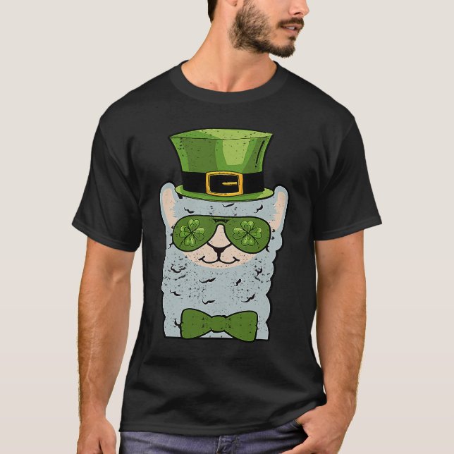 Camiseta Leprechaun Llama Head Alpaca St Patricks Day Anima (Anverso)