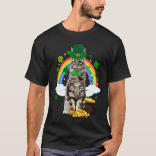 Camiseta Leprechaun Maine Coon Gato Trébol C Día de San Pat