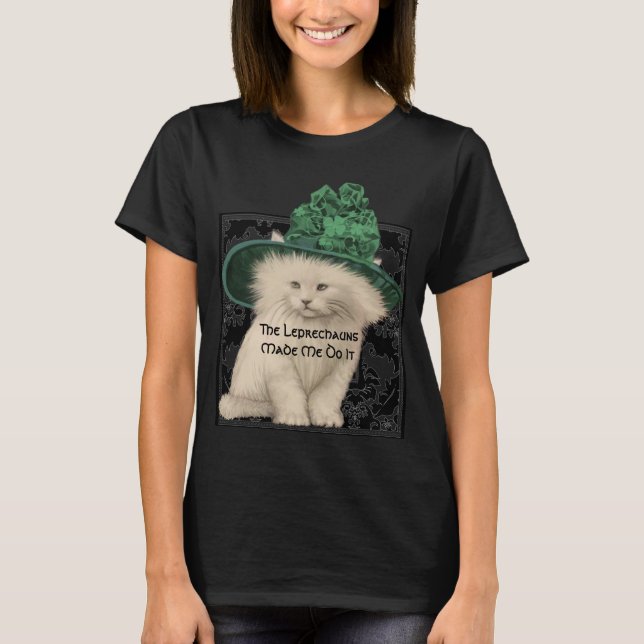 Camiseta Leprechaun me hizo hacerlo. Gorra verde del gato C (Anverso)